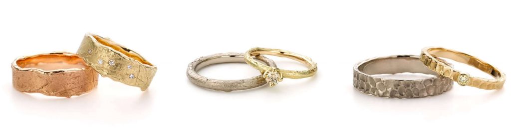 Blog Everything you want to know about wedding rings. Textured rings. Oogst goldsmith Amsterdam