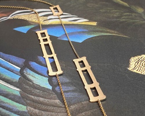 Roodgouden Bamboe collier uit de japonais collectie. Rose gold Bamboo necklace Uit de Japonais collectie. Oogst goudsmid Amsterdam