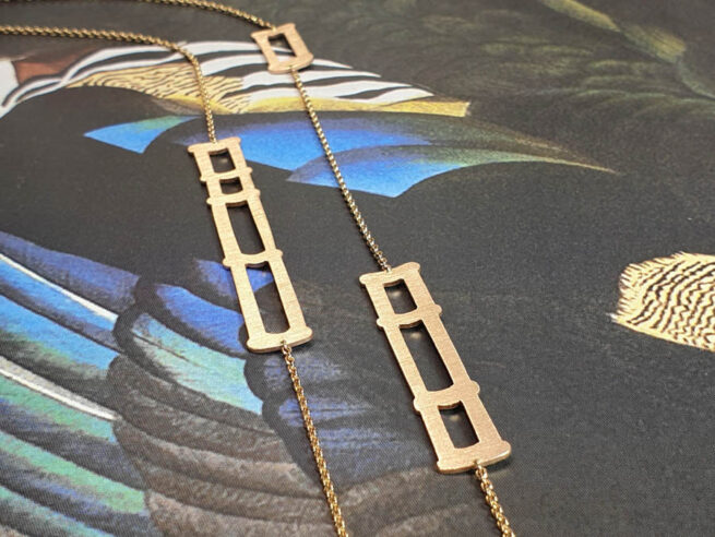 Rose gold Bamboo necklace designed by Oogst Amsterdam