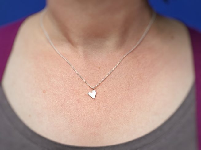 Silver Heart pendant on a chain. Oogst goldsmith Amsterdam