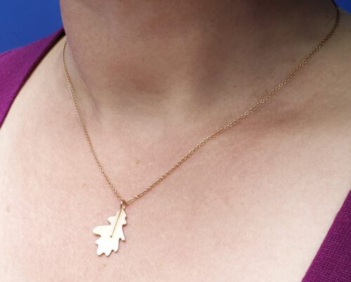 Rose gold Oak leaf pendant. Oogst goldsmith Amsterdam