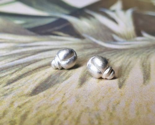 Silver ladybug ear studs.  From our 'Insects' series. Oogst Jewellery in Amsterdam.