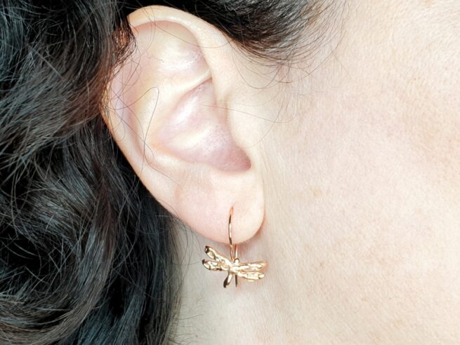 Rose gold 'Dragonflies' earrings. Oogst design & creation Amsterdam