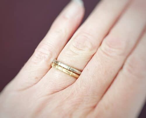 Ring Bamboo. Stack rings in white, yellow and rose gold. From our Japonais collection. Oogst goldsmith Amsterdam.
