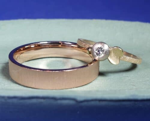Wedding rings from the 'Simplicity' and 'Boletus' series. Design by Oogst Jewellery in Amsterdam