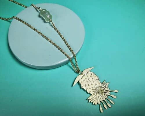 Yellow gold necklace with pendant 'Thistle', designed by Oogst Goldsmith Amsterdam