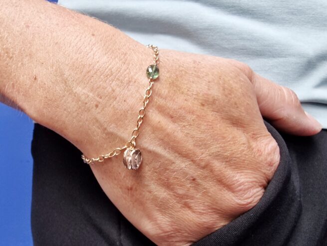Rose gold bracelet ‘Mackintosh’ and green tourmaline