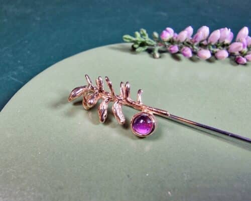 Rose gold 'Heather' lapel pin, designed by Oogst Goldsmith Amsterdam