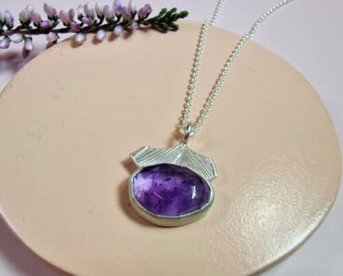 Silver pendant 'Mountain' with purple Amethist