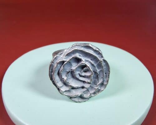 silver 'Mackintosh' rose statement ring, from the Oogst studio