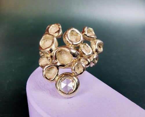 gouden ring perziken * roos diamant