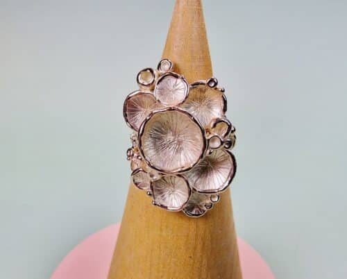Roségouden Zwammen statement ring, eenmalig sieraad van Oogst Goudsmeden.